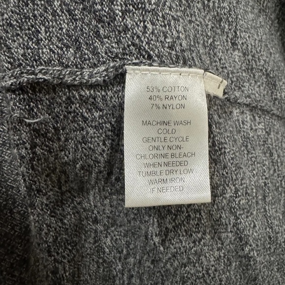 LOFT Womens Cardigan Sweater Round Neck Velour Buttons Marled Grey- Large - Picture 6 of 6